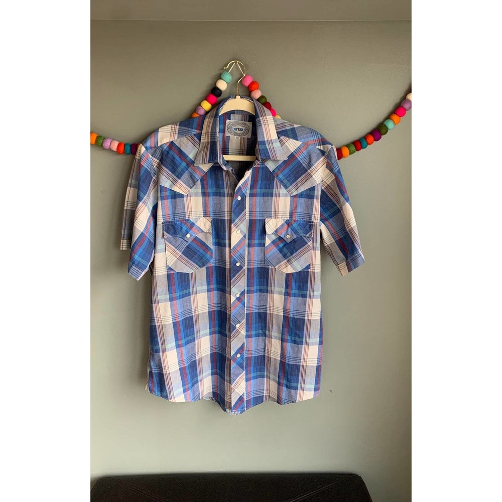 Vtg 90s ATB Western WEAR plaid pearl snap Shirt